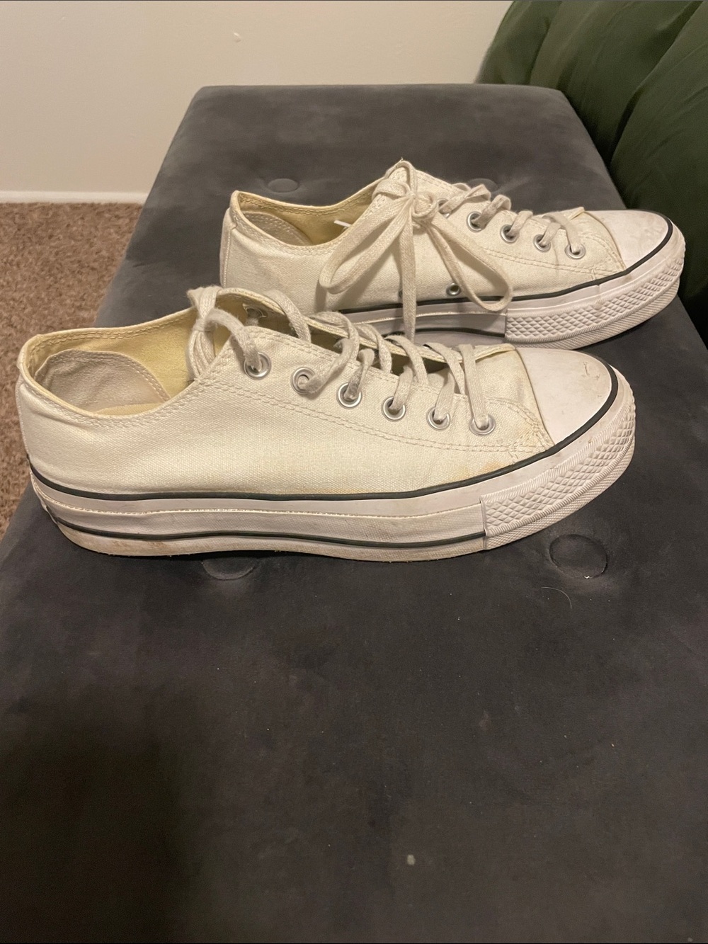 Converse Low Top Platform Shoes in Off-White